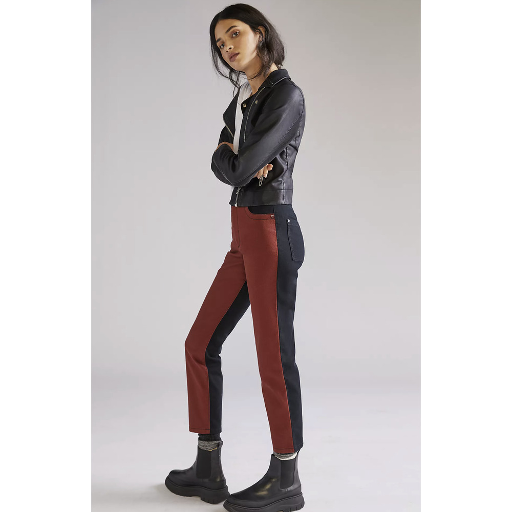 Anthropologie Maeve Colorblock Straight Jeans - New - 28 Waist